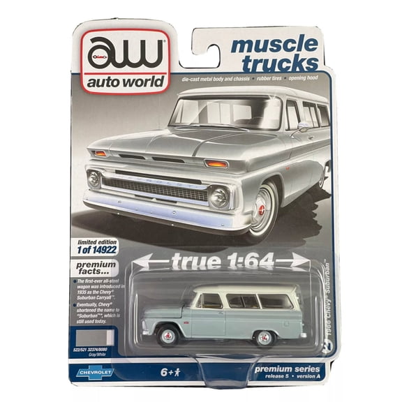 Auto World 2021 Muscle Trucks #2 Gray 1966 Chevy Suburban Release 5 Ver. A