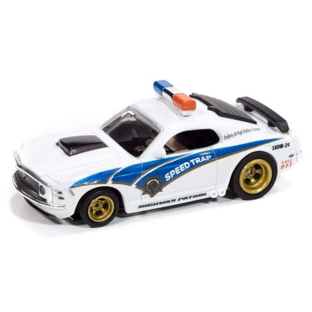 Auto World 4Gear SC414-2A 1970 Ford Mustang Highway Patrol (White) HO Scale Slot Car