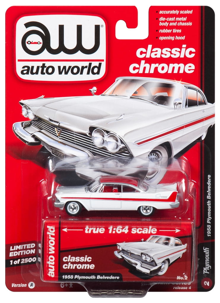 Auto World 1:64 Classic Chrome 1958 Plymouth Belvedere Die-Cast