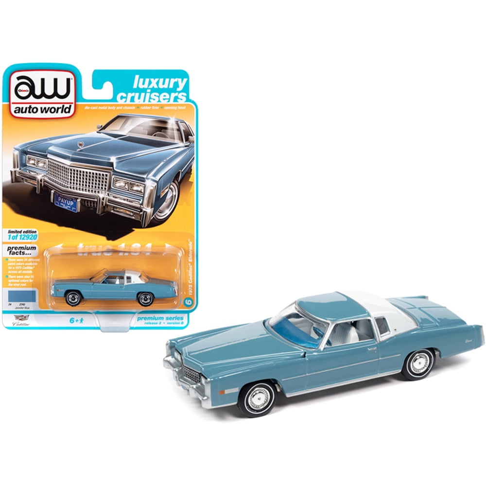 Auto World 1:64 1975 Cadillac Eldorado B Blue Diecast Model Car