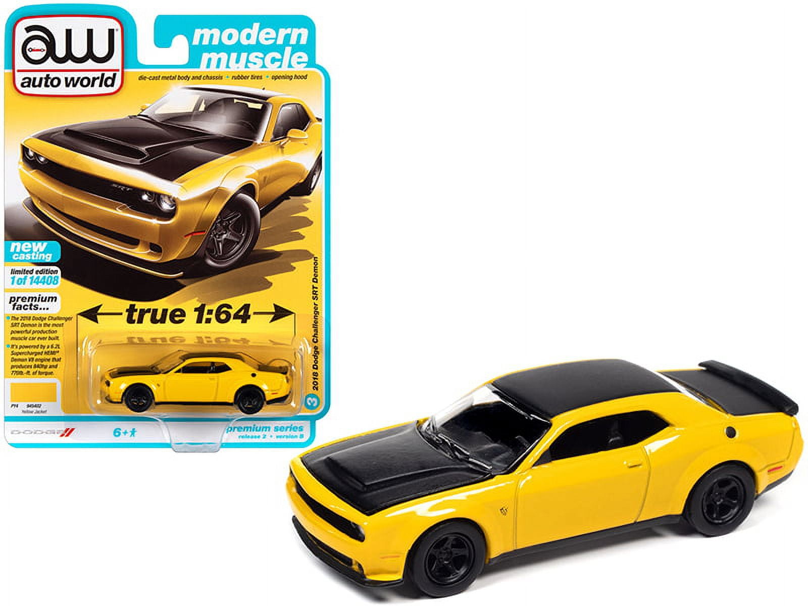 Auto World 64302 1:64 Modern Muscle 2018 Dodge Challenger SRT Series B Yellow