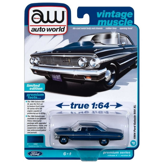 Auto World 64422 Vintage Muscle 1:64 1964 Ford Galaxie 500 Xl Blue Series B