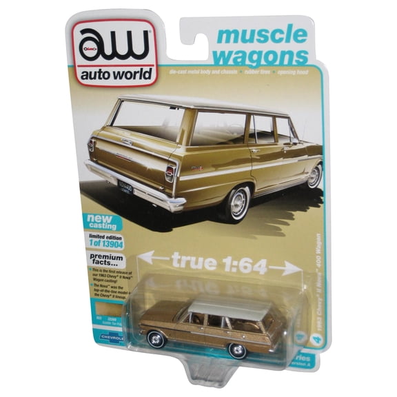 Auto World Muscle Wagons (2021) Gold 1963 Chevy II Nova 400 Wagon Toy Car
