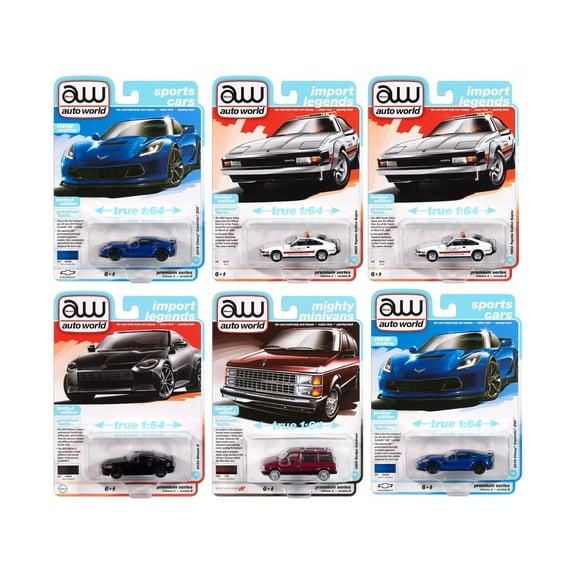 Auto World Premium 2024 Set B of 6 pieces Release 2 1/64 Diecast Model Cars by Auto World
