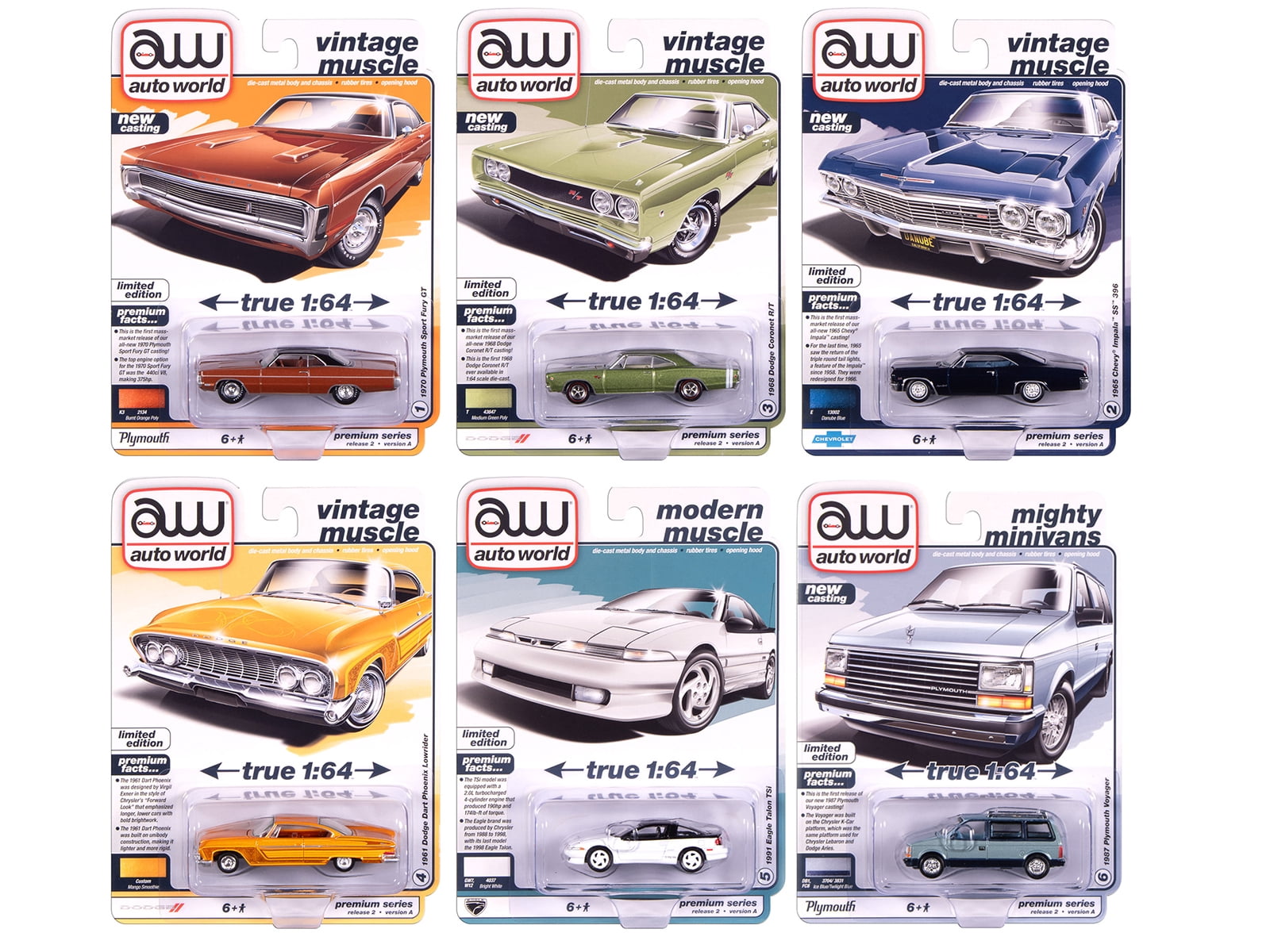 Auto World, Diecast Model Cars, 6-Piece Set 2025 Release 2, Multicolor ...