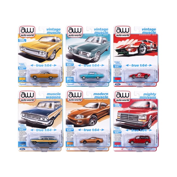 Auto World Premium 2025 Release 3 Set A of 6 Pieces 1/64 Diecast Model Cars by Auto World