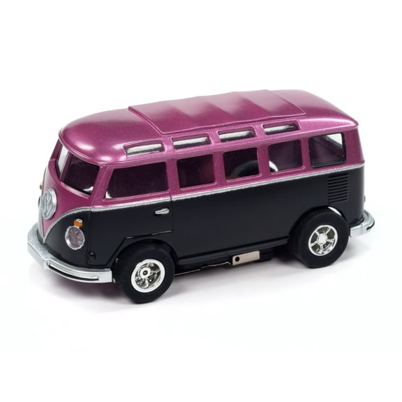 Auto World Xtraction SC412-2A 1965 VW Samba Bus (Black/Purple) HO Scale Slot Car