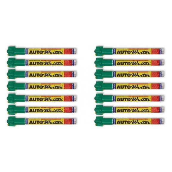 Auto Writer Pens Green 12 Pack Industrial Marker Set for Glass Steel Aluminum Plastic Wood Rubber Pallet Racking Inspection Quality Control Warehouse Shipping Labeling Tools