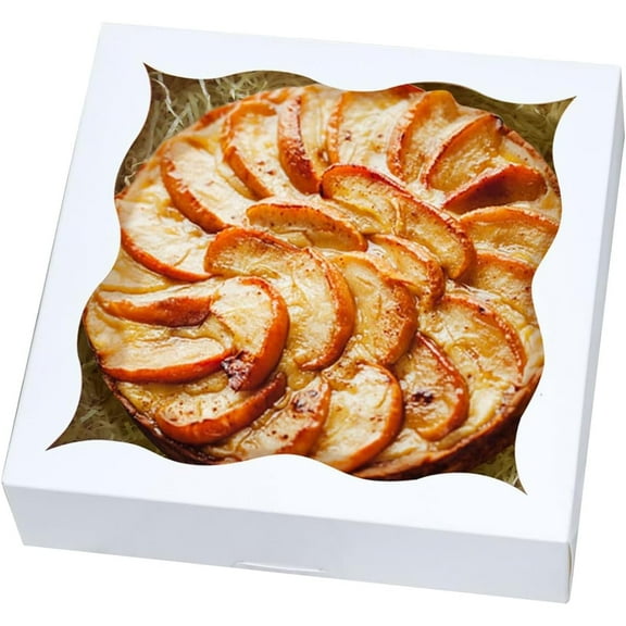 Auto-pop Up 12Packs White Pie Boxes with Window 12x12x3 Inch Cookie Donut Bakery Box