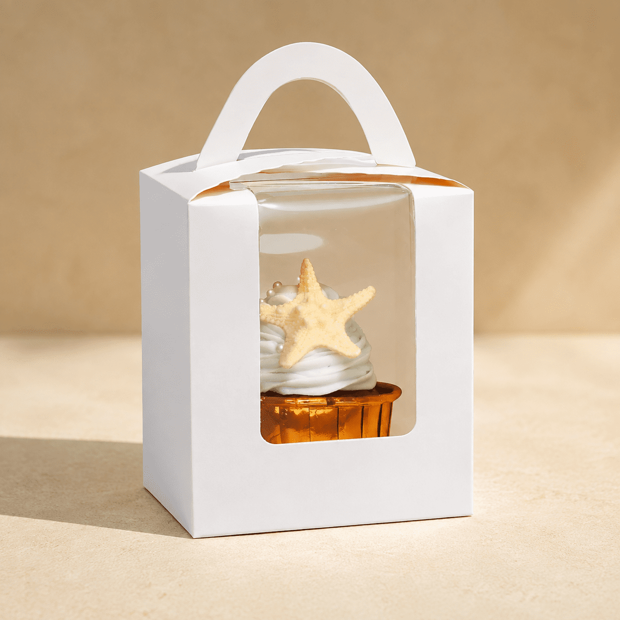 Count Boxes Auto-pop up Individual Cupcake Boxes with Window 25 Count White Single ...
