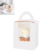 White Cupcake Boxes with Window 25 Count, 3.7 x 3.7 x 4.3 Inch Individual Cupcake Containers with Inserts for Bakery and Party