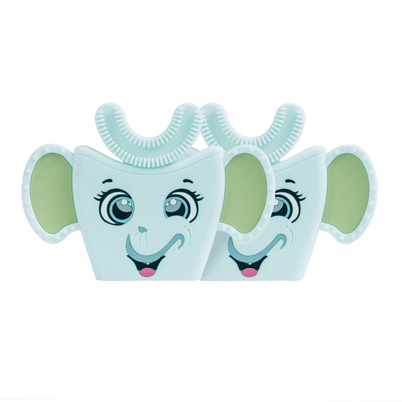 AutoBrush Ellie The Elephant Baby Teether | BPA Free Silicone, for Infants 0-12 Months, Dishwasher Friendly, Freezer Safe, Car Seat Toy (2-Pack)