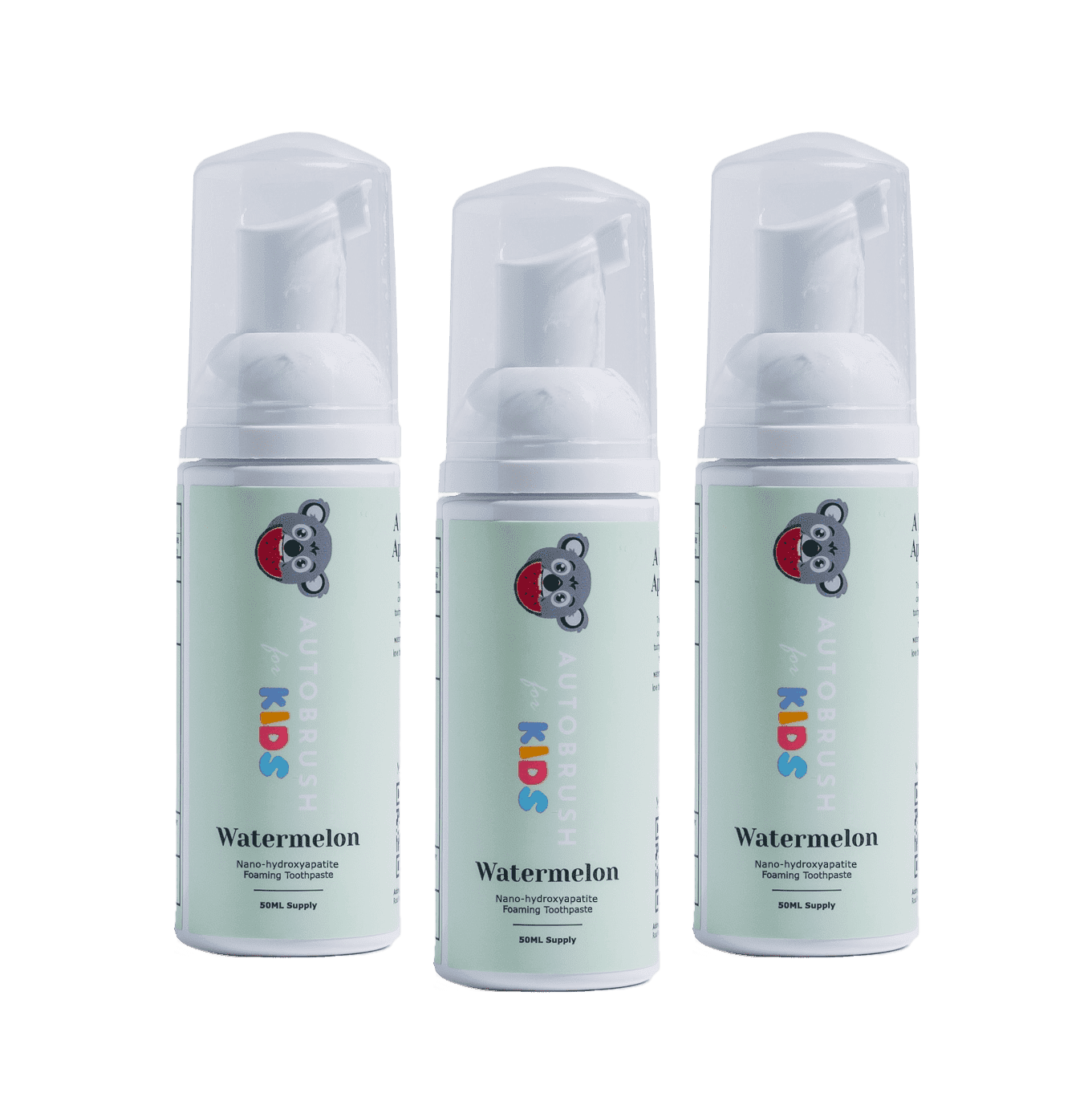 AutoBrush Kids Fluoride-Free Foaming Toothpaste Watermelon Flavor (3 Pack)