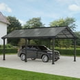 thumbnail image 1 of AutoCove 12x20 Metal Carport, Gray Steel Frame Gable Roof Gazebo, Outdoor Living Pavilion with 2 Ceiling Hooks, 1 of 11