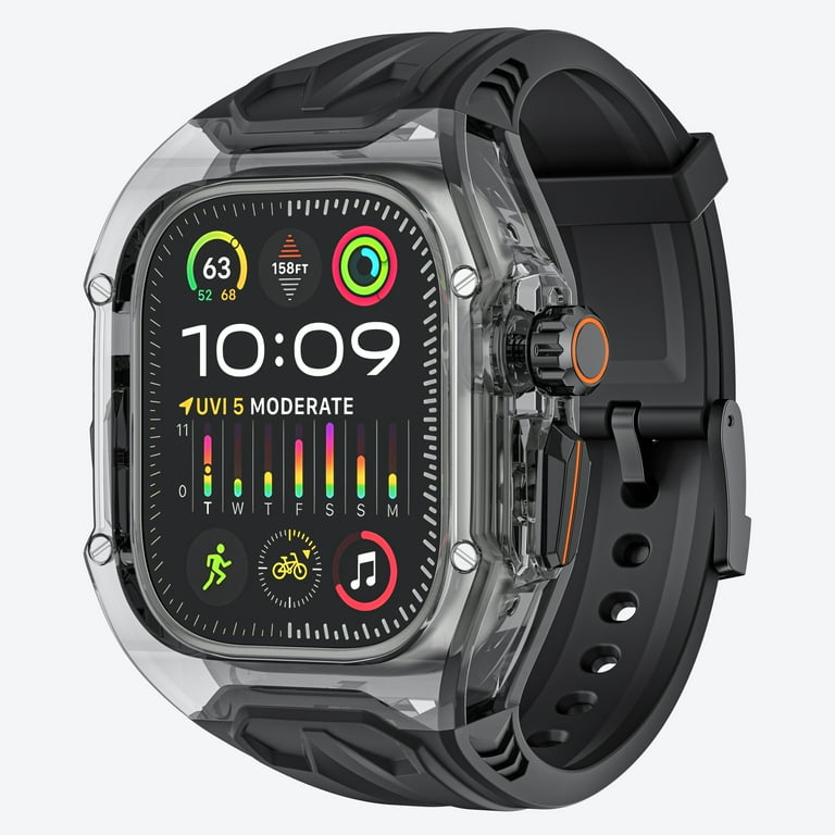 AutoCovers Shockproof Band for iWatch 49mm with Case Soft TPU Apple Watch Strap with Anti Scratch Case for Apple Watch 49mm Ultra Ultra 2 for Men Black Walmart