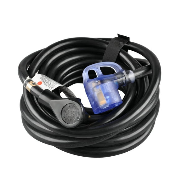 AutoDrive 10/3 STW 30 Amps RV Extension Cord with Lighted End, 30-feet, Black
