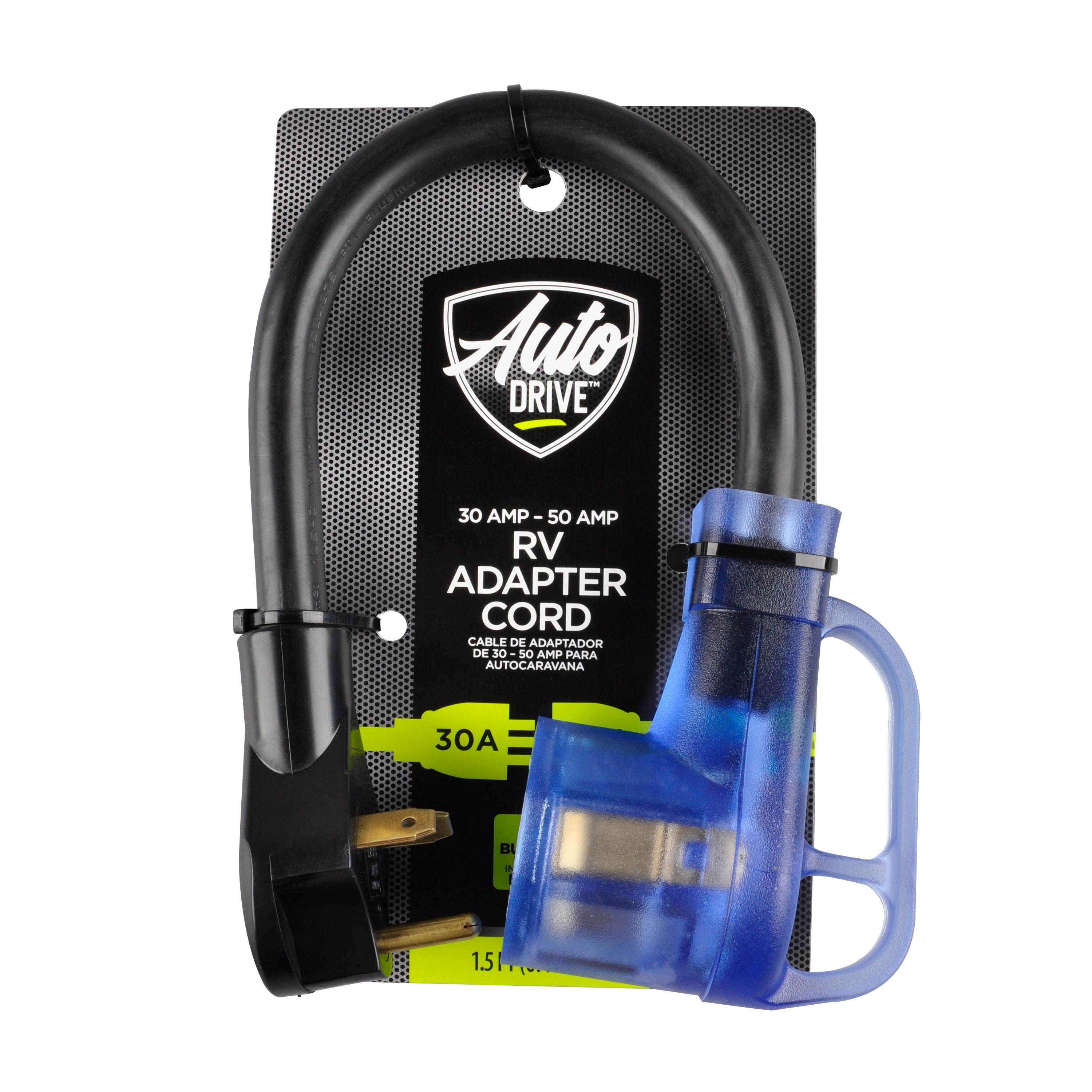 AutoDrive 10/3 STW 30 to 50-Amp RV Adapter Extension Cord with Lighted ...