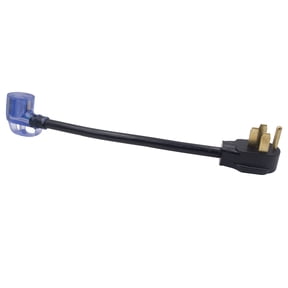 AutoDrive 10/3 STW 50 to 30-Amp Universal RV Adapter Extension Cord with Lighted End, 1.5ft, Black