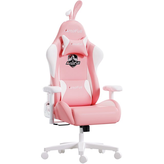 AutoFull Pink Gaming Chair PU Leather High Back Ergonomic Racing Office