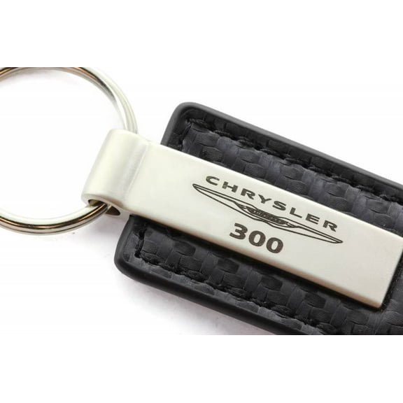 AutoGold Chrysler 300 Black CF Carbon Fiber Leather Logo Key Chain Ring Tag Fob Lanyard KC1550.300