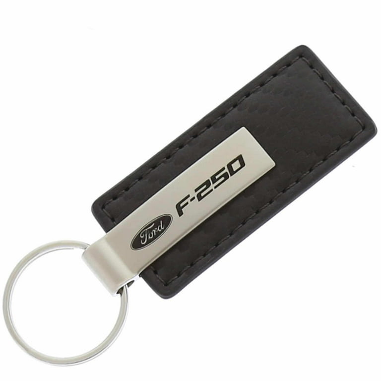 AutoGold Ford F 250 F250 Gun Metal CF Carbon Fiber Leather Logo Key Chain Ring Tag Fob KC1559.F25