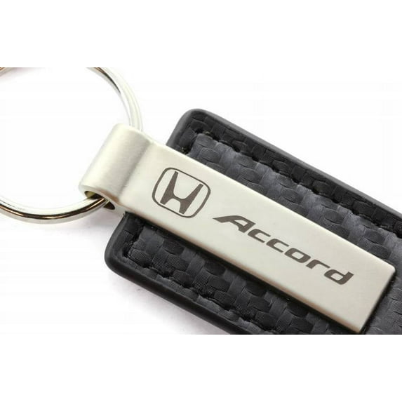 AutoGold Honda Accord Black CF Carbon Fiber Leather Logo Key Chain Ring Tag Fob Lanyard KC1550.ACC