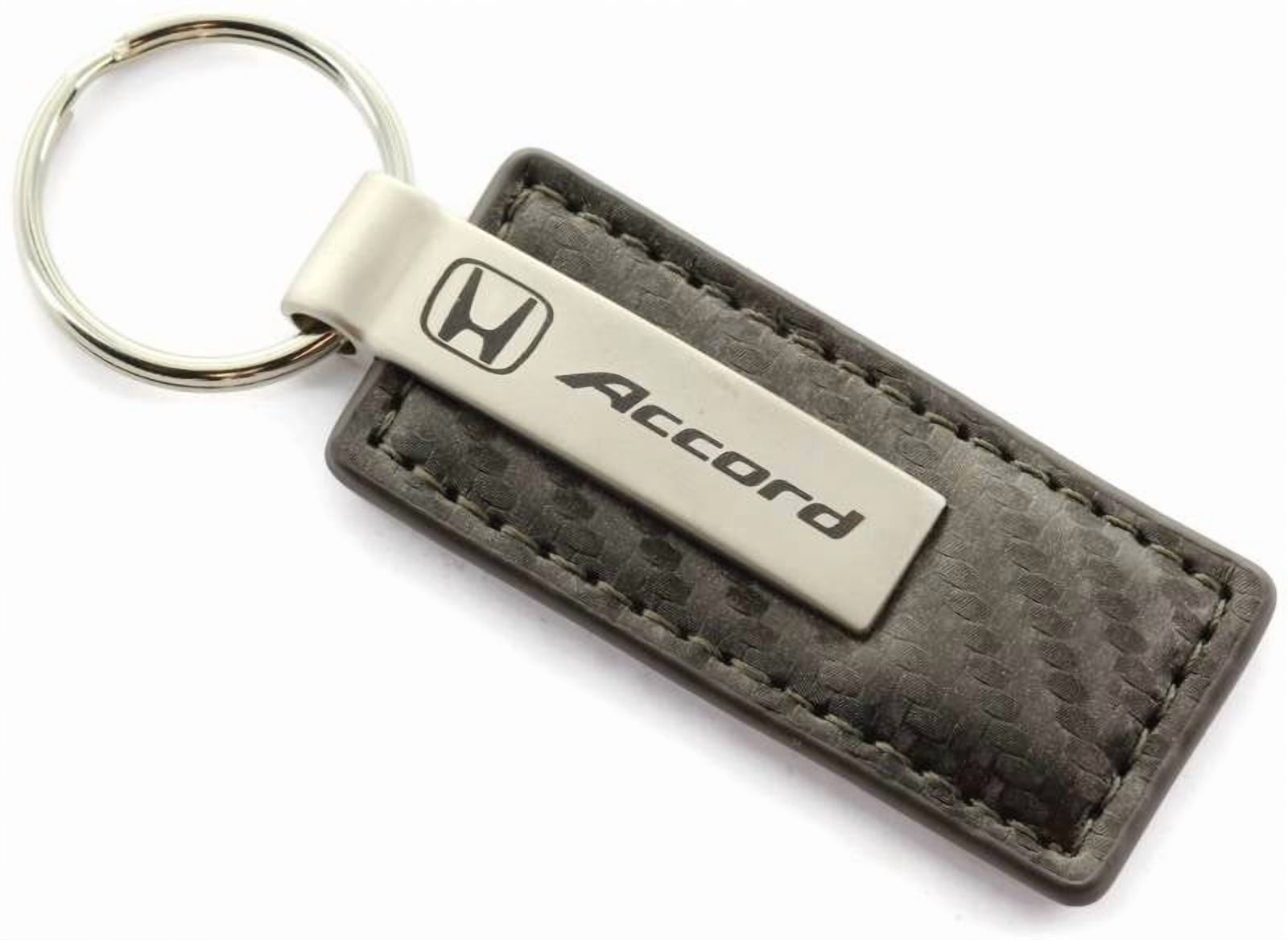 AutoGold Honda Accord Gun Metal CF Carbon Fiber Leather Key Chain Ring Tag Fob Lanyard KC1559.ACC