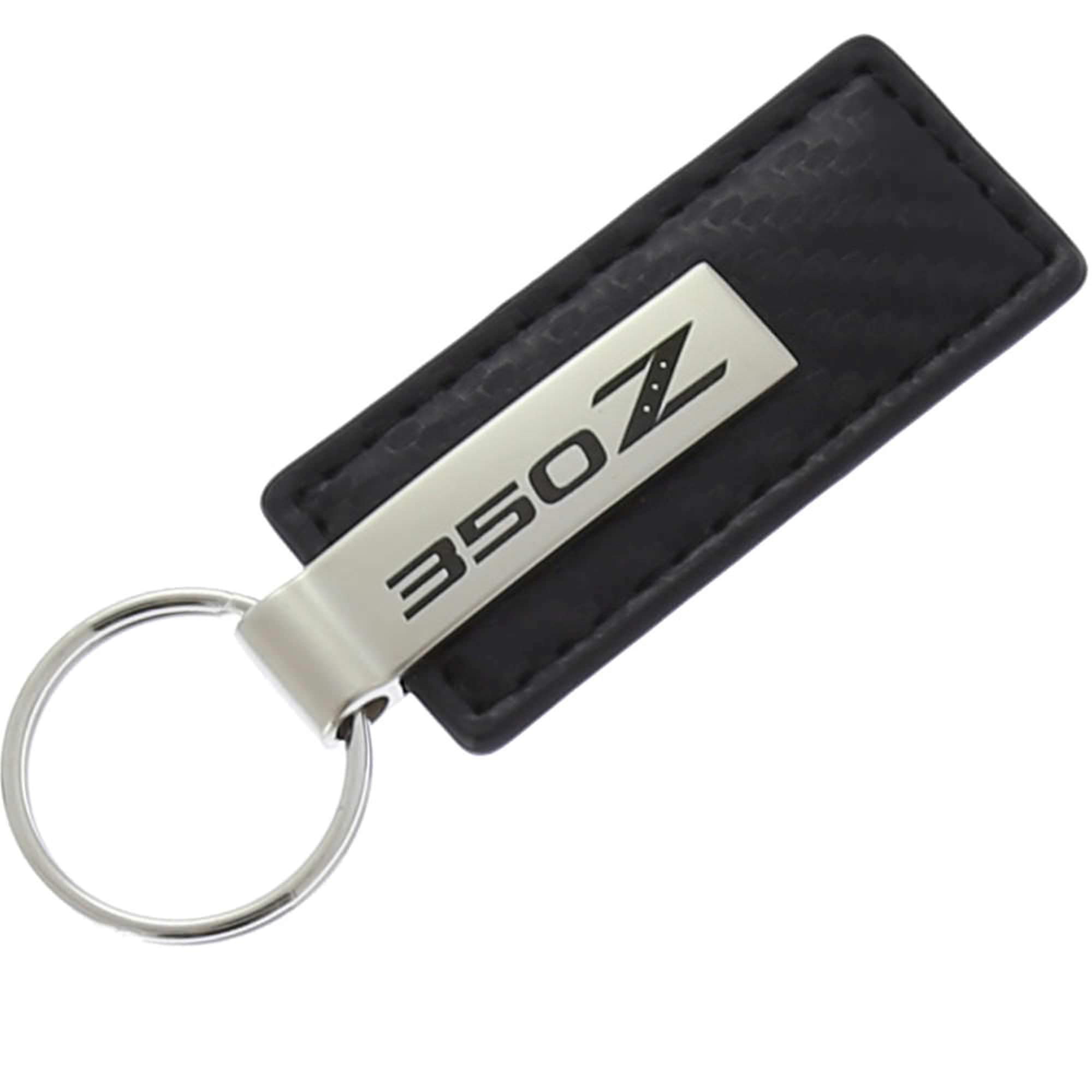 AutoGold Nissan 350z 350 z Black CF Carbon Fiber Leather Key Chain Ring Tag Fob Lanyard KC1550.350