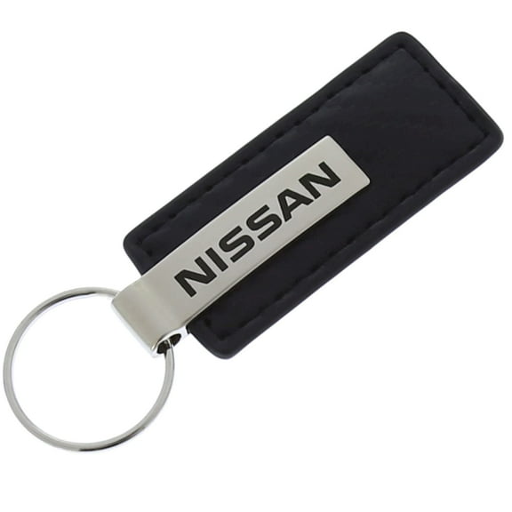 AutoGold Nissan Black CF Carbon Fiber Leather Logo Key Chain Ring Tag Fob Lanyard Metal KC1550.NIS