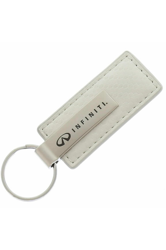 AutoGold Nissan Infiniti White CF Carbon Fiber Leather Key Chain Ring Tag Fob Lanyard KC1557.INF