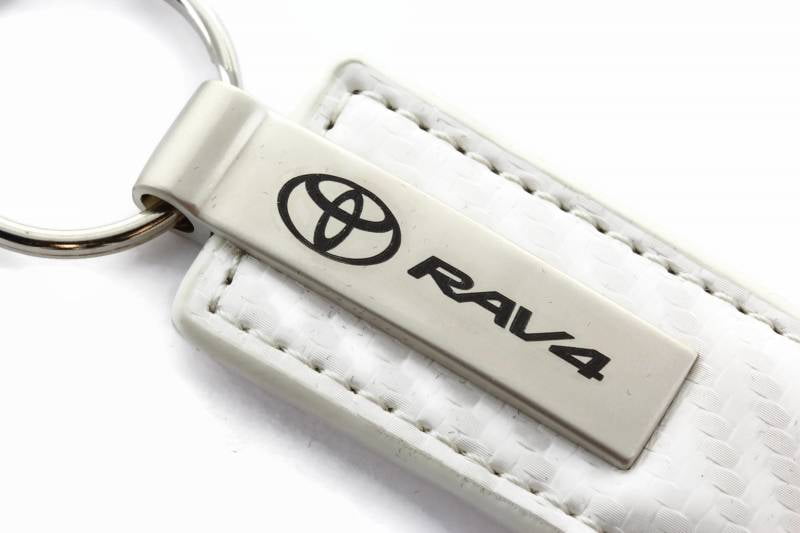 AutoGold Toyota RAV4 White CF Carbon Fiber Leather Logo Key Chain Ring ...