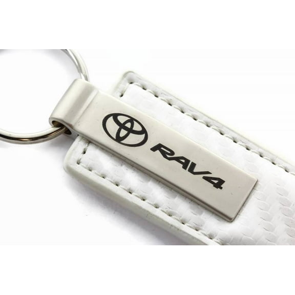 AutoGold Toyota RAV4 White CF Carbon Fiber Leather Logo Key Chain Ring Tag Fob Lanyard KC1557.RAV
