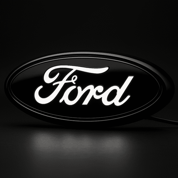 AutoJeweler Lighted Ford 9" Dynamic White LED Illuminated Front Grille Emblem - Blacked Out Edition