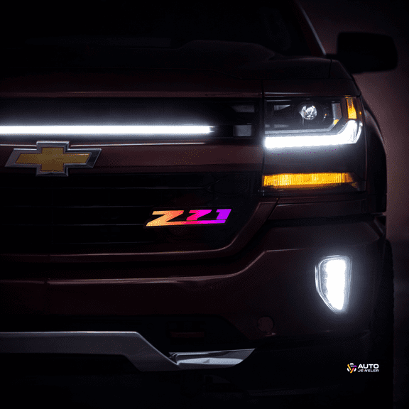 AutoJeweler Z71 LED Grille Emblem Badge, RGB Flow Series, Multicolor Chasing, Bluetooth App Control, Durable