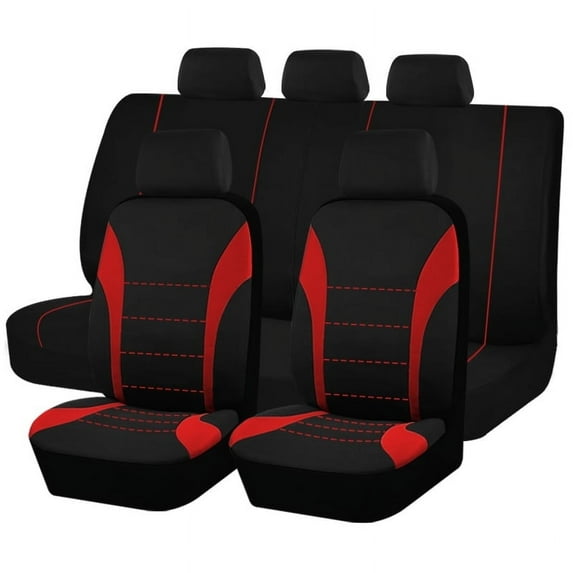 AutoKing Cover Plain Fabric Car Seat Cover Set Sports Design Biocolor Stylish Car Seat Protect Fit for Most Car Red