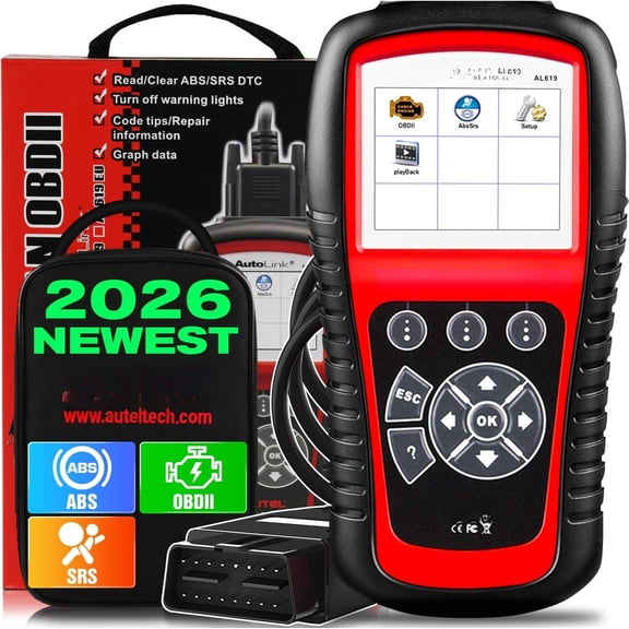 AutoLink AL619 OBD2 Scanner | 2026 ABS/SRS/CAN Diagnostic Tool | Read/Erase Codes, Check Engine Light, OBDII Live Data & DTC Library |  for AL519, ML519, ML619 (-Specific)