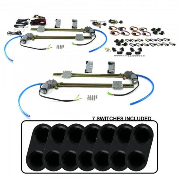 AutoLoc 4-Door Flat Glass Power Window Kit with 7 ABA20 - Daytona Black Switches No Illumination