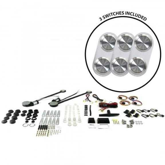 AutoLoc AUTPW46BBA203 2-Door Power Window Kit with 3 Daytona Billet Switches - No Illumination