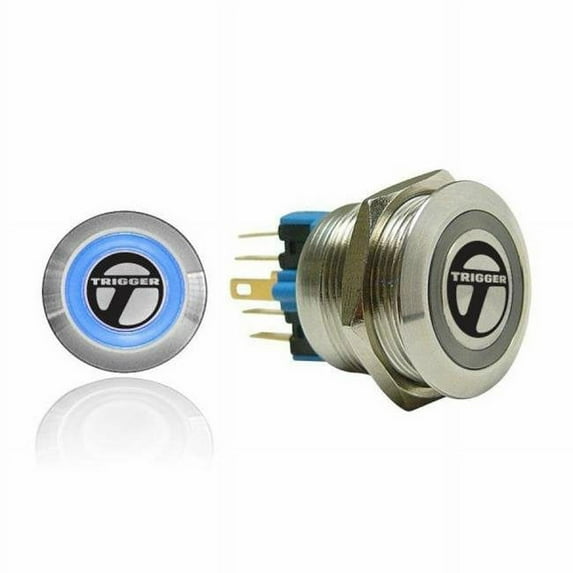 AutoLoc Power Accessories AUTSW47B 22mm Momentary Billet Button with LED Blue Ring