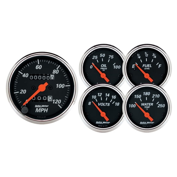 AutoMeter 1420 Designer Black 5 Piece Mechanical Gauge Kit