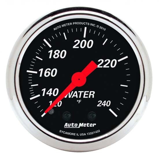 Autometer 1432 Designer Black Water Temperature Gauge, 2-1/16", 120-240 F, Mech