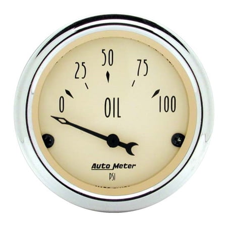 AutoMeter 1827 Antique Beige Oil Pressure Gauge 2-1/16" 100psi Electric
