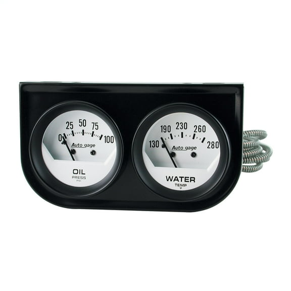 AutoMeter 2323 Autogager White Oil/Water Gauge Black Console