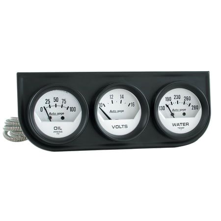 AUTO METER 2324 2IN 3 GAUGE CONSOLE, OIL/ WATER/VOLT, MECH, BLACK