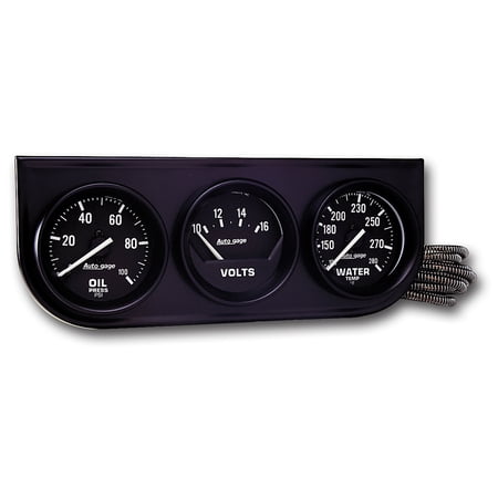 AutoMeter 2397 Autogage Oil/Volt/Water Black Console