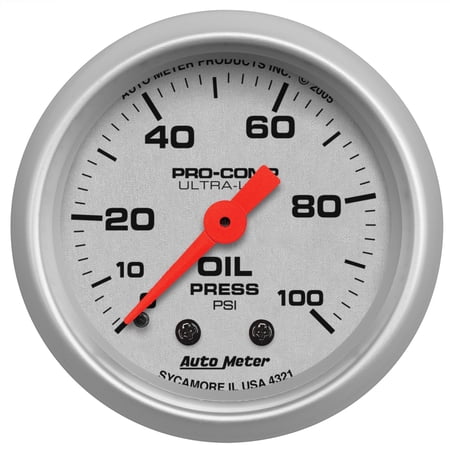 AUTO METER 4321 2IN OIL PRESS, 0-100 PSI, MECH, ULTRA-LITE