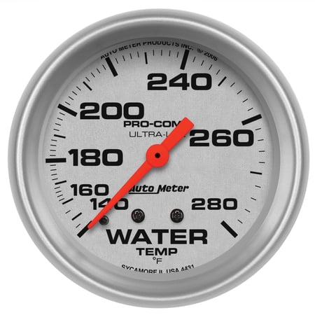 AUTO METER 4431 2-5/8IN WATER TEMP, 140- 280F, 6FTLINE, MECH