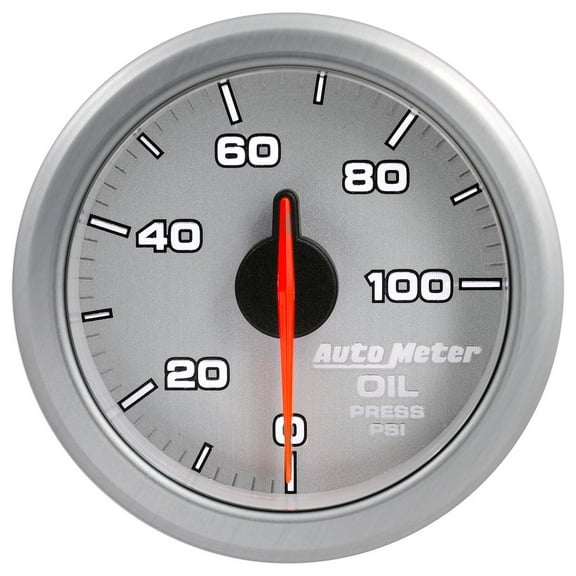 AutoMeter 9152-UL AirDrive Oil Pressure Gauge; 2-1/16 in.; Silver Dial Face; User Selectable LED; Electric Air-Core; 0-100 PSI; Works w/Most OBDII Vehicles;