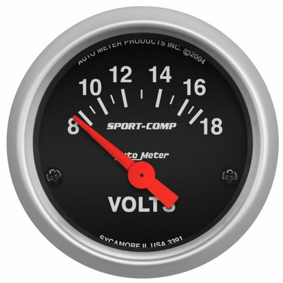 AutoMeter Sport-Comp Voltmeter Gauge Electronic 52mm | 8-18 Volt | 3391
