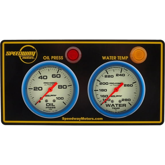 AutoMeter Ultra-Nite 2 Gauge Panel, Oil Press & Water Temp